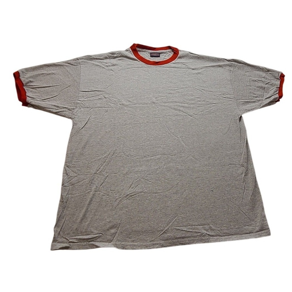 Champs Sports Men's Ringer T-Shirt Gray Red Short Sleeve Crew Neck Athletic Tee